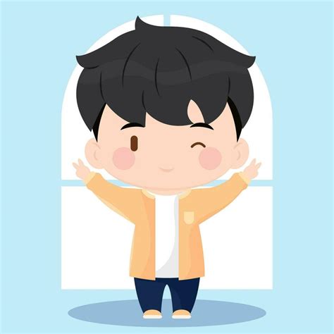 Isolated colored cute chibi male korean anime character Vector 28154061 ...