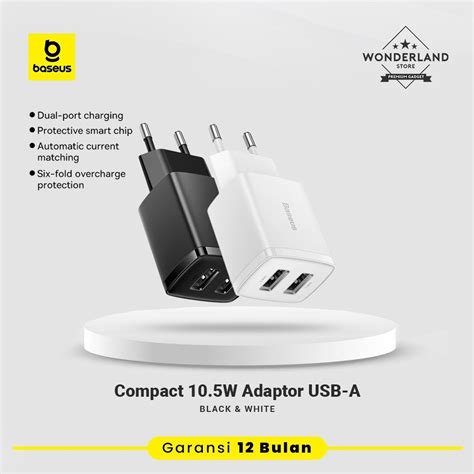 Jual Baseus Adaptor Compact 10 5W 2 1A Dual Adaptor USB Fast Charging