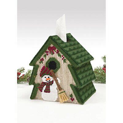 Mary Maxim Plastic Canvas Kit Tree Snowman Tissue Box Cover Count