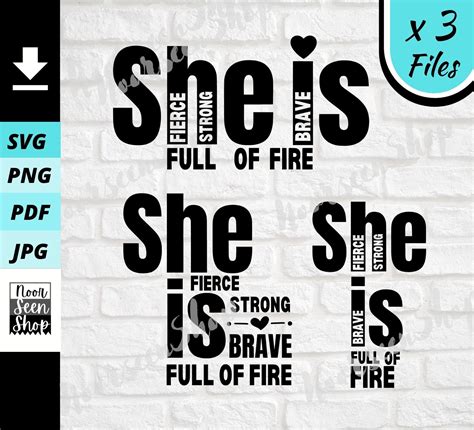 She Is Fierce Strong Brave Full Of Fire Svg Strong Mom Svg Etsy