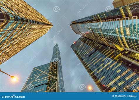 Arquitetura Da Cidade Da Skyline Da Noite De Hong Kong Torre Do Banco Da China Citybank E