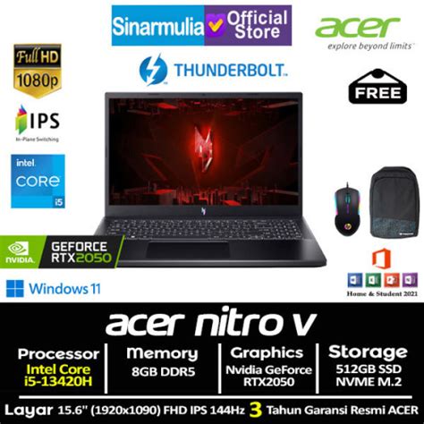 ACER Nitro V15 ANV15 51 I5 13420H RTX2050 512GB SSD 8GB 144Hz Win11 OHS