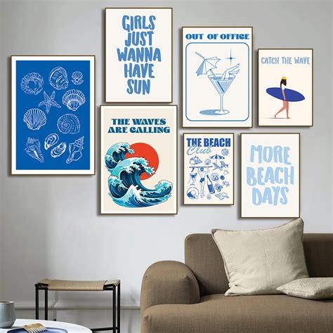 Seashells Meet Me At The Beach Poster Summer Bikini Coastal La Dolce Vita Canvas Painting Trendy