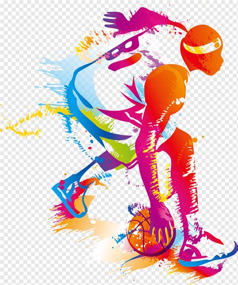 Ilustrasi Pemain Basket Warna Warni Olahraga Tim Basket Pemain Basket