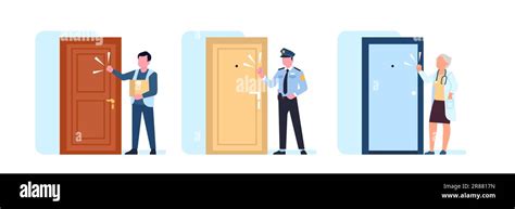 Police Knocking On Door Stock Vector Images Alamy