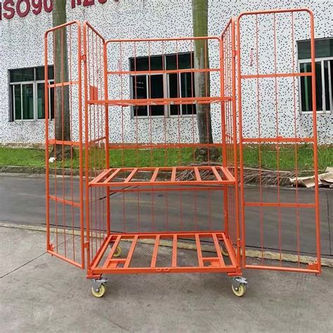 Customized Industrial Heavy Duty Wire Mesh Container Logistic Trolleys