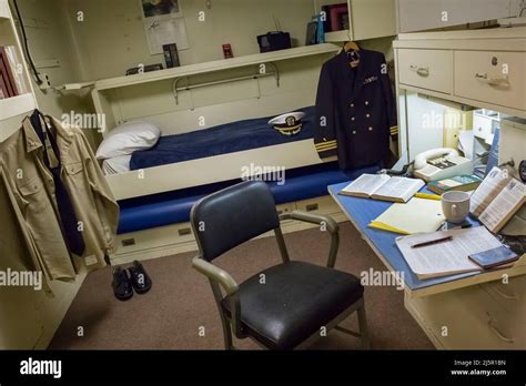 Officer Cabin Plenty Of Personal Belongings At The Uss Midway Aircraft