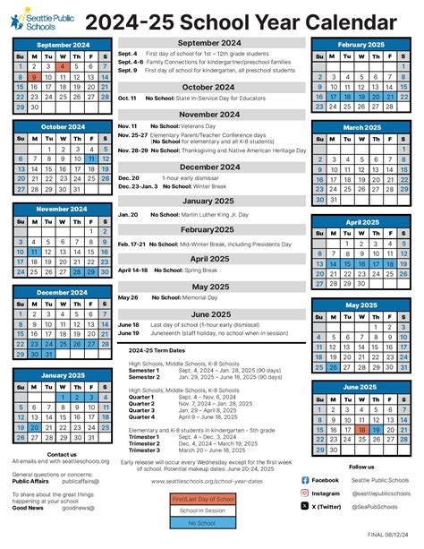 Seattle Public Schools Calendar 2025 | Download Now