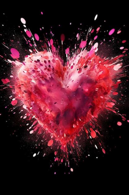 Premium Photo A Red And Pink Color Exploding Heart For Valentine Day