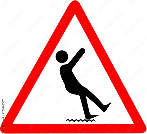 Wet Ground Danger Of Falling Warningred Triangular Warning Symbol Sign