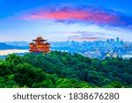 Hangzhou Lake Landscapes And Temple Pavilion Image Free Stock Photo