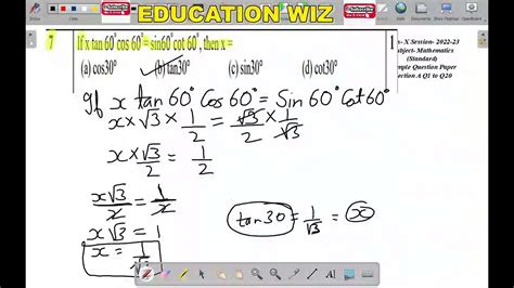 If X Tan Cos Sin Cot Then X A Cos B Tan C