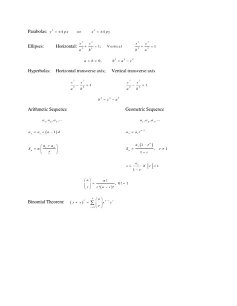 Precalculus Formulas Cheat Sheet Download Printable Pdf Templateroller