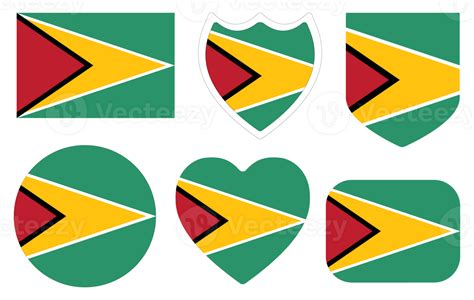 Guyana Flag Set Flag Of Guyana Design Shape Set 25863259 Png