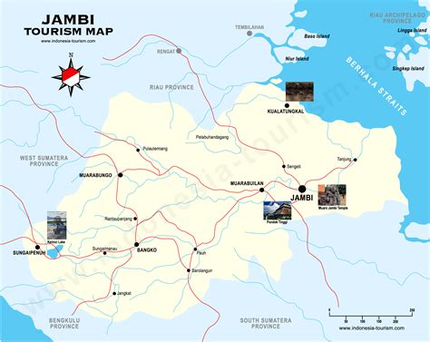 jambi tourism map sumatera indonesia