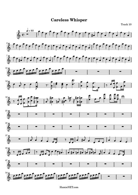 Careless Whisper Alto Saxophone Sheet Music Printable Templates Free