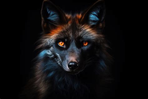 A black and orange fox with black fur | Premium AI-generated image