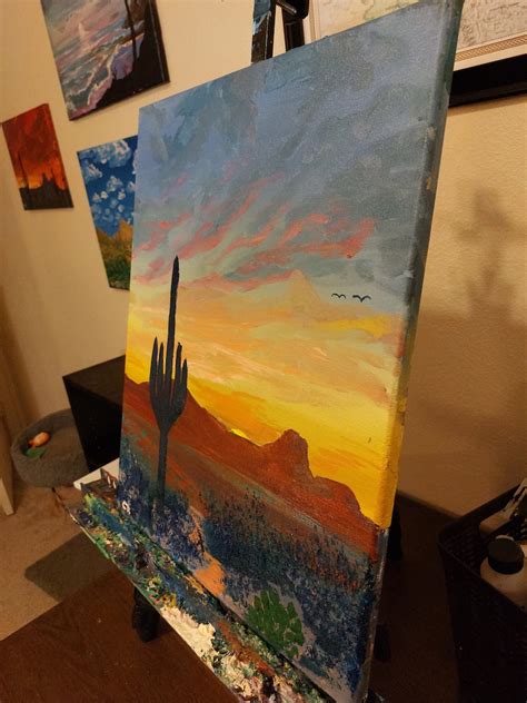 Tucson Arizona Sunset Painting, Twin Peaks, Marana AZ, Northwest Tucson ...