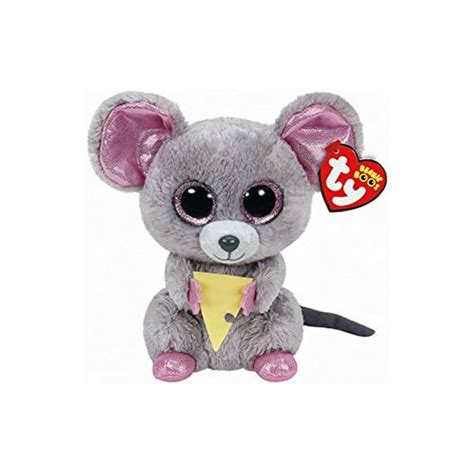 New Ty Beanie Boos Squeaker The Gray Mouse With Cheese Glitter Eyes