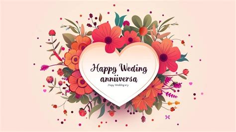 Premium Photo Happy Wedding Anniversary Greeting Card Design Vector