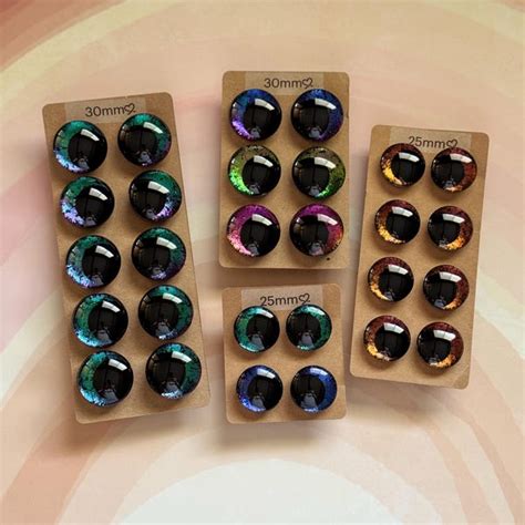 Gemstone Color Shifting Glitter Safety Eyes 30mm 25mm 20mm 18mm Offset