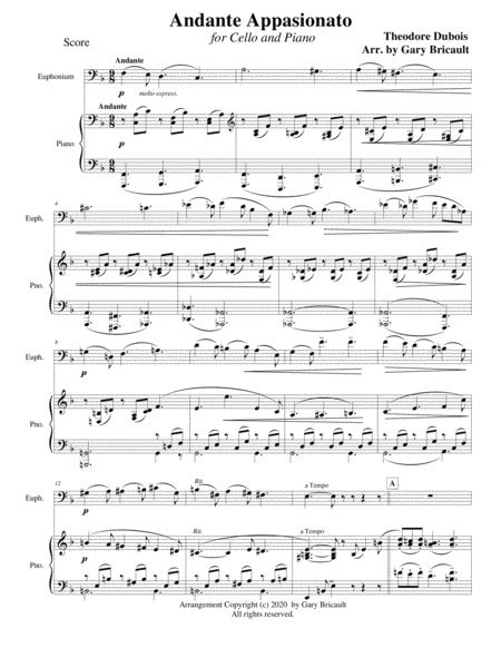 Andante Appasionato Arr Gary Bricault By Theodore Dubois Sheet Music