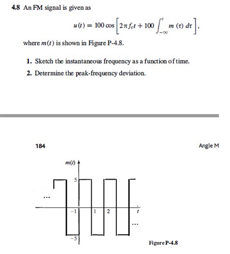 Solved An FM Signal Is Given As U T 100 Cos 2 Pi F C T Chegg