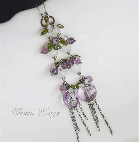 Gemstone Long Dangle Earrings, Silver Long Dangle Earrings,amethyst ...