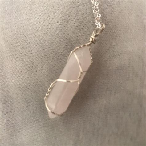 Dainty Silver Crystal Necklace Healing Carnelian Amethyst Rose Quartz