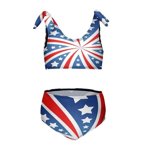 American Flag Blue Red White Girl S 2 Piece Bikini Set Beach Sport Swimsuit Swimwear 12 14Y