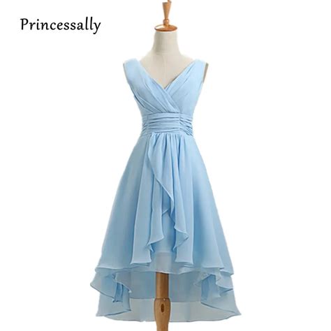 Aliexpress Buy Light Sky Blue Bridesmaid Dress Chiffon Pleat V