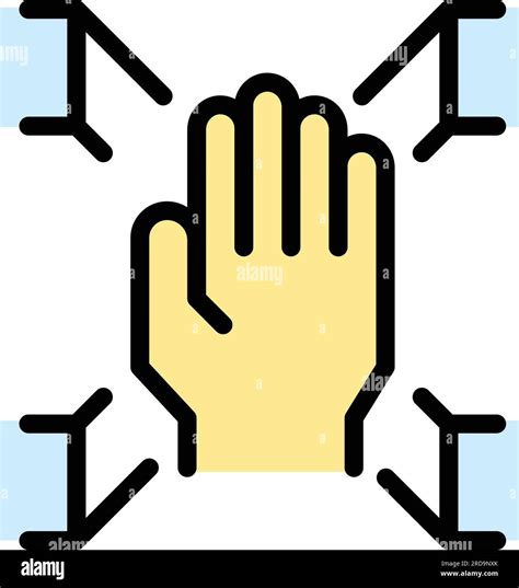 Digital Palm Scanning Icon Outline Vector Biometric Scan Hand