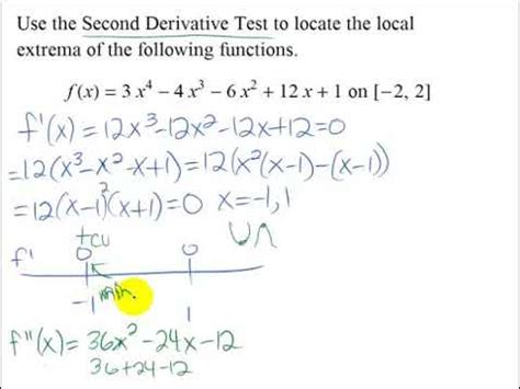 Use The Second Derivative Test To Find Local Extrema Youtube