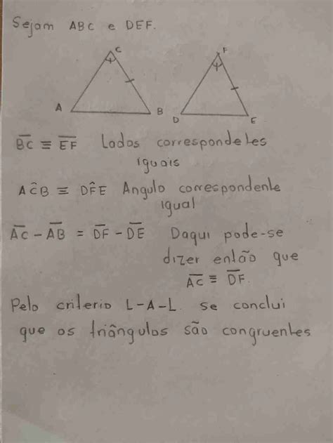 Solved 1 3 0 Pontos Considere Os Triângulos Abc E Def Tais Que