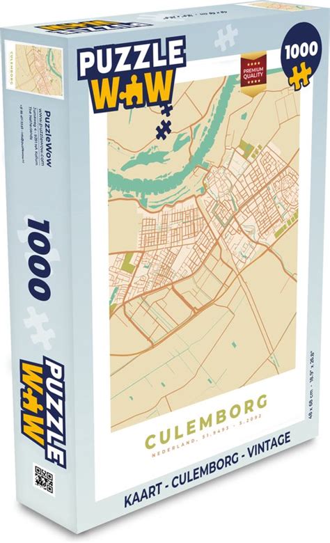 Puzzel Kaart Culemborg Vintage Legpuzzel Puzzel 1000 Stukjes