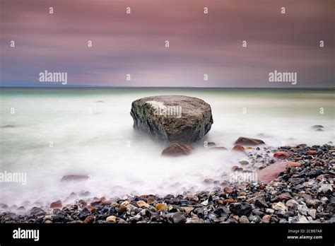 Boulders At Flintstone Pebbles Beach On Ruegen Island Typical White