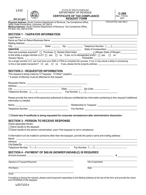 SC DoR C 268 2018 Fill Out Tax Template Online US Legal Forms