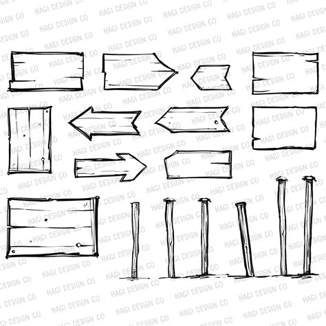 Wooden Directional Sign Cliparts Sketch Boards Wooden Etsy Finland