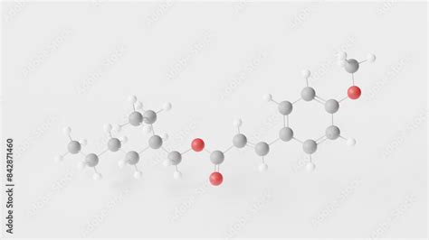 octinoxate molecule 3d, molecular structure, ball and stick model ...