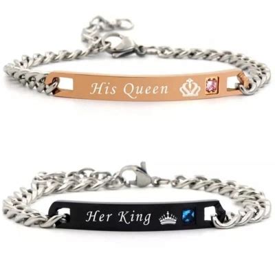 Pulseras Rey Y Reina King Queen Acero Inoxidable Parejas GENERICO