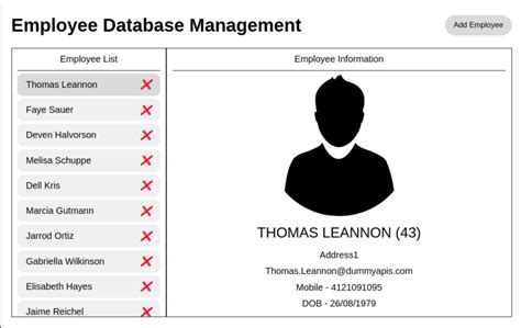 Employee Database Management System Using Html Css And Javascript