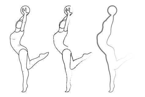 Outline Figure Of A Gymnast In A Sports Pose Gym Girl Silhouette