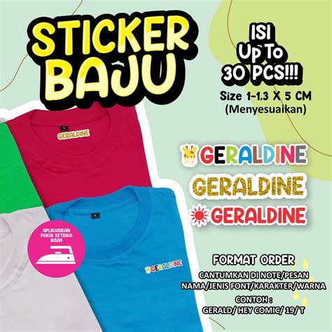 Jual STIKER BAJU STIKER KAIN CUSTOM NAMA ANAK LABEL BAJU Shopee