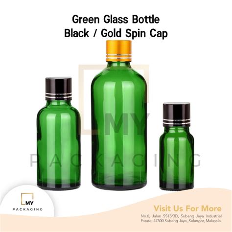 Green Glass Bottle 5ml To 100ml With Dripper Cap For Serum Toner