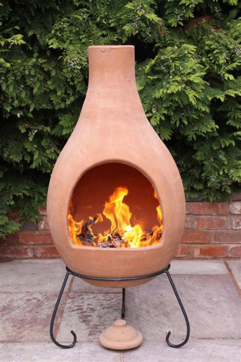 Clay Chimenea Jumbo Terracotta Chiminea Patio Heater Fire Pit Bbq Plain