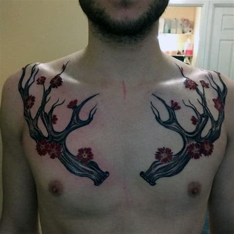 Antler Tattoo Designs For Men Cool Branched Horn Ink Ideas