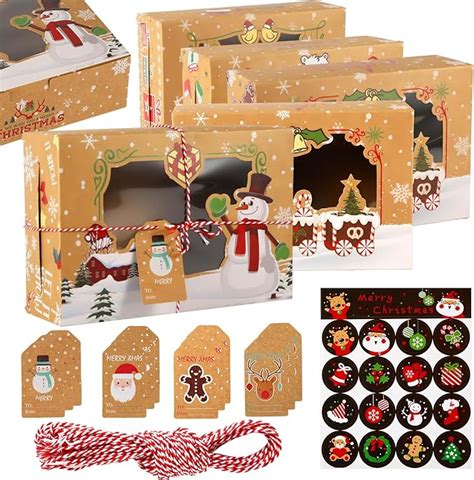 Pcs Christmas Cookie Boxes With Window Cute Large Christmas Treat