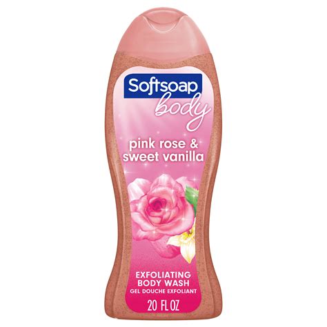 Softsoap Exfoliating Body Wash Lustrous Glow Pink Rose And Vanilla 20 Oz