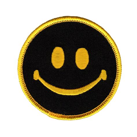 Inch Yellow Black Smiley Face Patch Emoji Symbol Embroidered Etsy