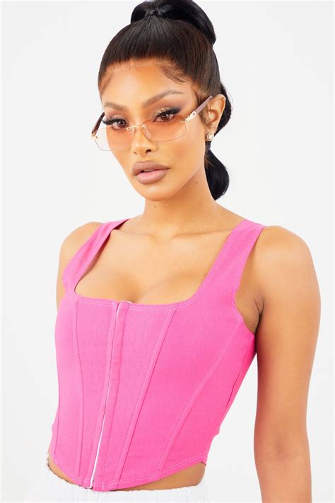 Hot Pink Corset Tank In 2021 Pink Corset Hot Pink Outfit Corset Top